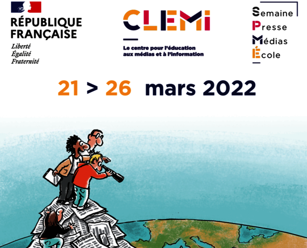 Affiche promotionnelle de la Semaine de la Presse et des Médias à l'École 2022